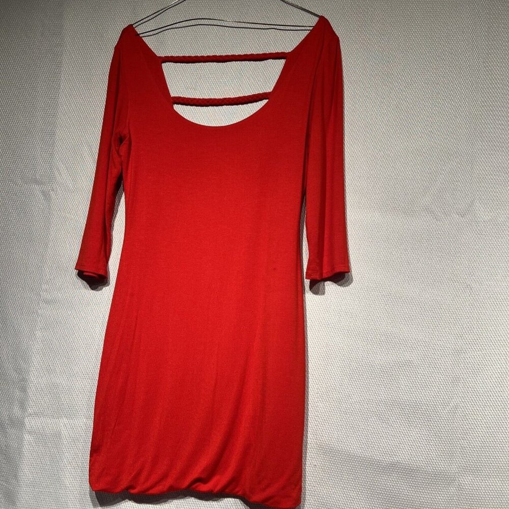 soprano red Evening Party tube  dress 3/4 Sleeve‎  Back Sz M Lined Valentines